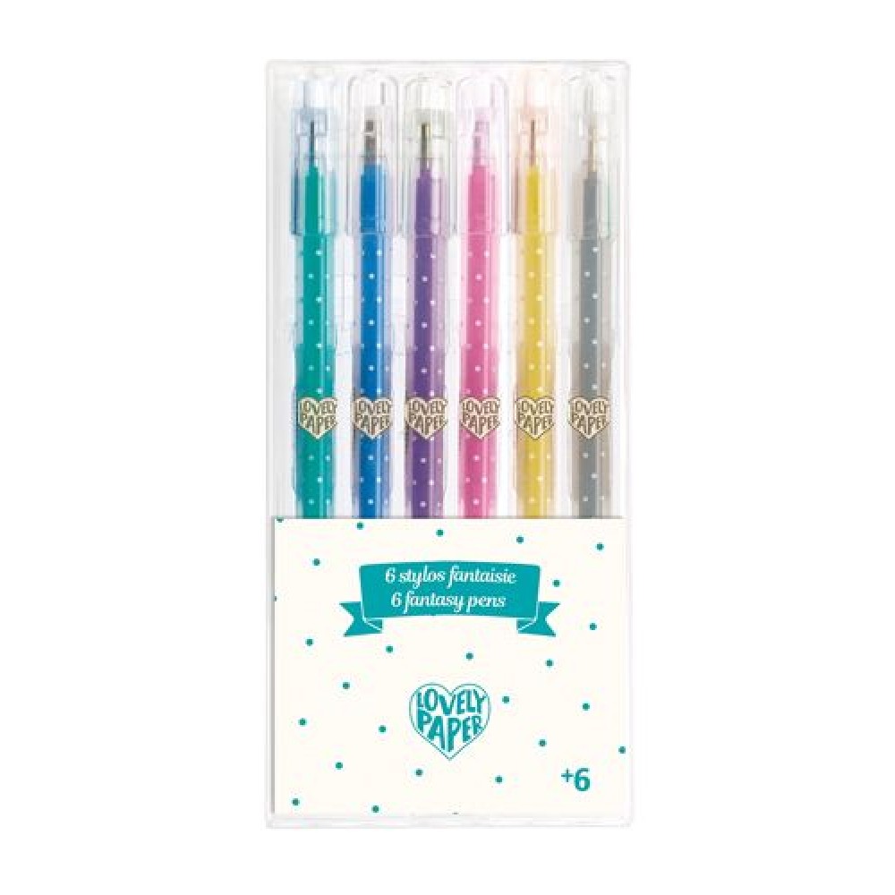 Set cu 6 markere roll-gel cu sclipici djeco